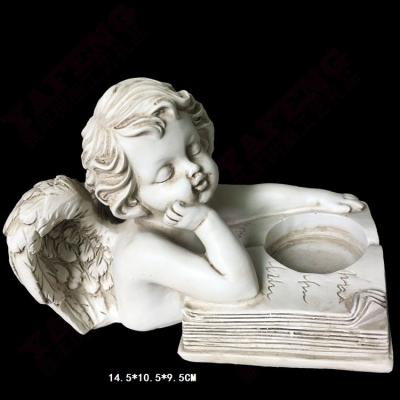 China CUSTOM CUSTOM VINTAGE LARGE ANTIQUE BLACK WHITE CHURCH WHOLESALE EUROPE RESIN ANGEL FLOWER RELIGIOUS CHRISTMAS CANDLE HOLDER for sale