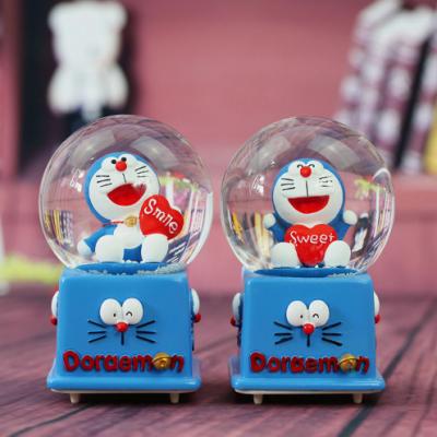 China Japan Cartoon Lovely Doraemon Blue Globe 80/100mm Cute Creative Snow Doraemon Water Ball For Decoration for sale