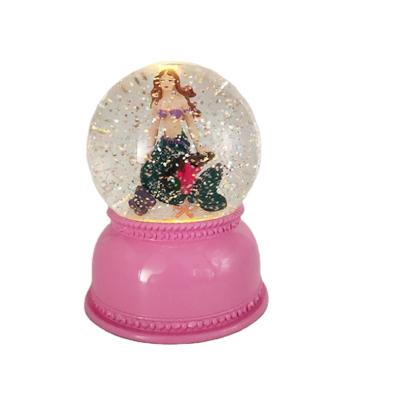 China 2021 China TOP SELLING IN GIFT CHRISTMAS PINK SNOWBALL MERMAID RESIN DECORATION TRAVEL KIDS HOME KIDS PLAY GIFT for sale