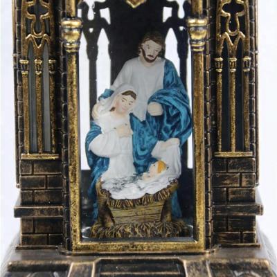 China Europe NEWLY RELEASED CREATIVE HOLY FAMILY LED FIGURINES IN TOWER WITH FLIKERING FLAKES RELIGIOUS CRAFTS for sale