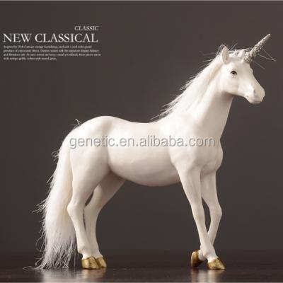 China Europe Best Selling Europe Unicorn Horse Regional Modern Animal Sculpture in Resin Craft for Home Decoration for sale