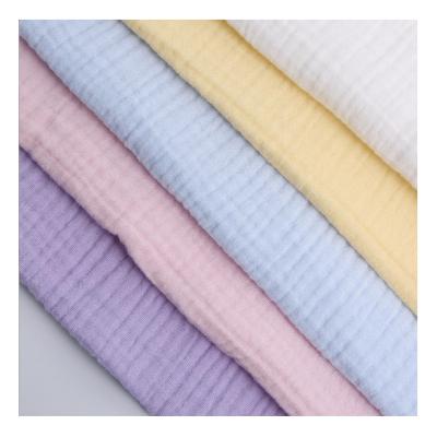 China Shrink-resistant 100% cotton combed fabric pure cotton double gauze crepe fabric for baby clothes for sale