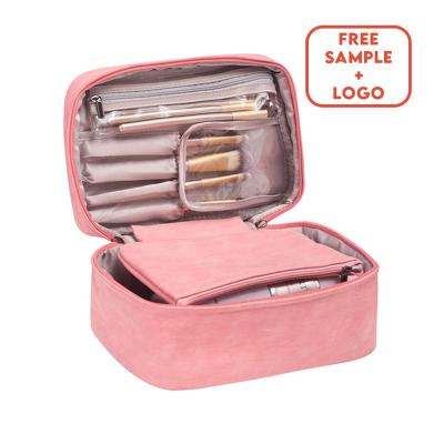 China Custom Wholesale Reuse Low Moq Logo Cosmetic Pink Travel Makeup Bag Cosmetic Make Up Bag For Ladies for sale