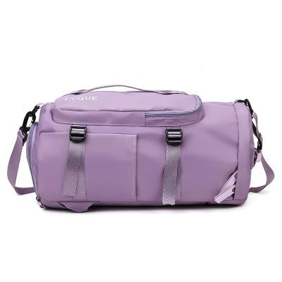 China Fashion Brand Sublimation Expandable Expandable Embossed Purple Stitching Empty Duffel Bag for sale