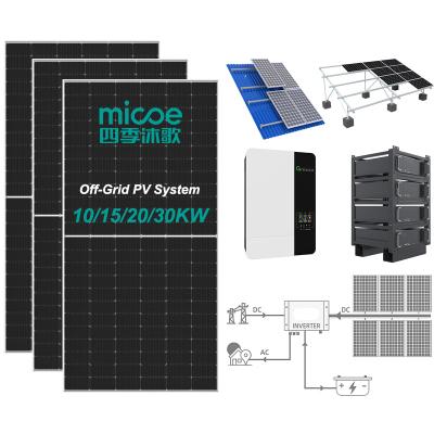 China Home Commercial Industrial Micoe Off Grid 10KW 15KW 20KW 30KW Solar Power System For Home for sale