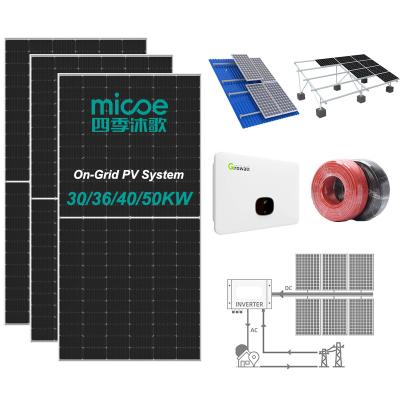 China Micoe 30KW 36KW 40KW 50KW Complete Home Solar System For Home On Grid Solar Panel Kit for sale