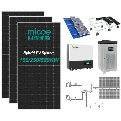 China Micoe Design High Efficiency 150KW 250KW 500KW Hybrid Solar Panels Home Commercial Industrial Complete System for sale