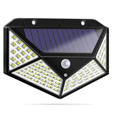 China Garden New Solar Rechargeable 100LED Wall Lamp With Four Sides Human Body Induction Lamp Glowing Outdoor Lighting Modern Yard for sale