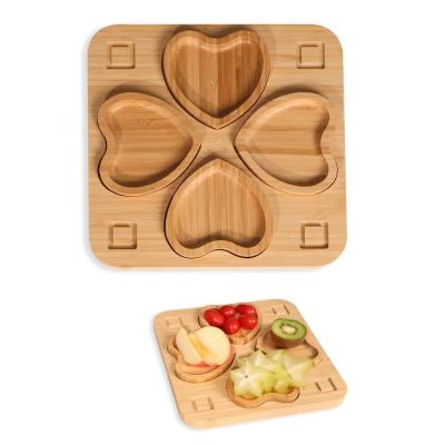 China Wholesale Eco-Freindly Wooden Serving Tray Heart Shaped Sugar Cane Layout Snack Tray for sale