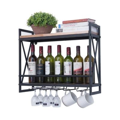 China India Best Selling Industrial Wooden Wine Racks Wall Mounted Wine Racks With 6 Rods Glass Rack for sale