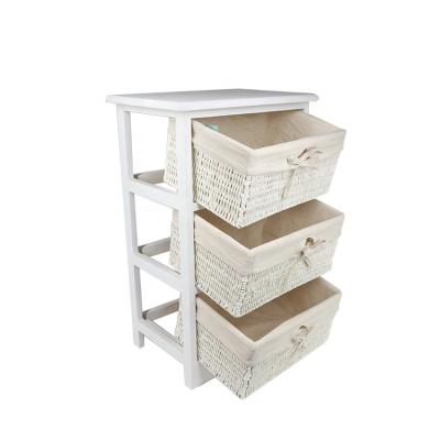 China Small Bedside Assemable White Wooden Locker Two Drawers Wooden Cabinets for sale