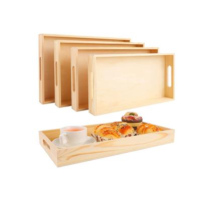 China Best Selling Classic Wooden Box with Trays 5 Packs Kitchen Wooden Nested Serving Nesting Trays for sale