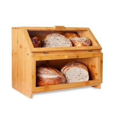 China Preferred High Quality Freshness Preservation Price Advantage Large Capacity Farmhouse French Bread Box Bread Box Set for sale