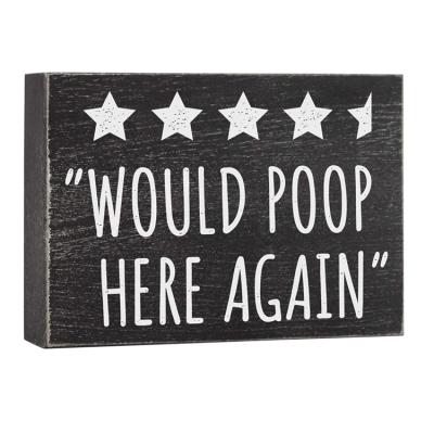 China The Poop Minimalist Bathroom Review Sign Bath Wall Decor Funny Christmas Decor Here Again Half for sale