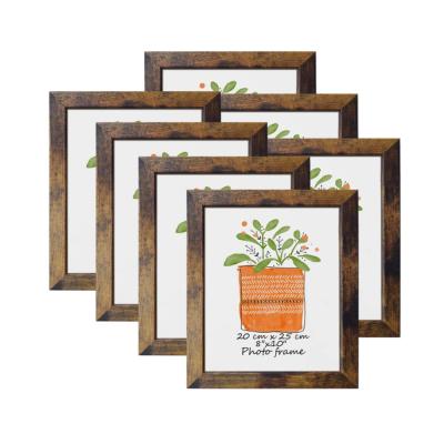 China Morden Home Decor 7 Pack Wall Table Tops Show 10x8 Photo Frames Rustic Wood Brown Frame for sale