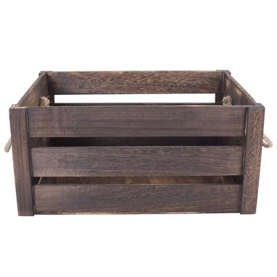 China Multi-Function Handmade Wooden Strongbox Storage Rope Handle Crates Crates Racks Shelves Storage Box for sale