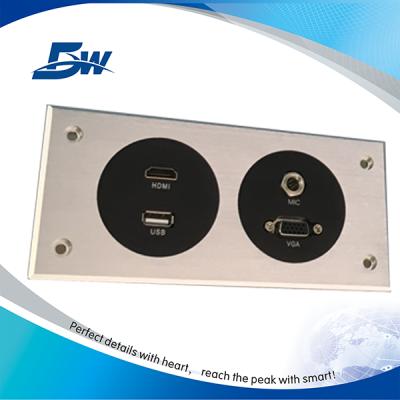 China Commercial BW USB Wall Panel Cable Aluminum Recessed Port / Wall Socket Outlet for sale