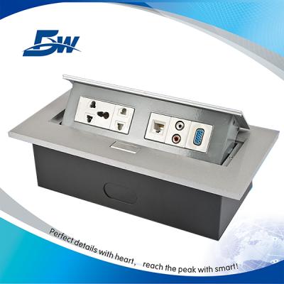 China Commercial Pop Up Table Mount Socket Outlet Box Zinc Alloy Desktop Set With Power Data USB for sale