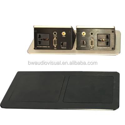 China Commercial Multimedia Pop Up Socket Outlet For Data And Power / Desktop Socket Aluminum Table Box for sale