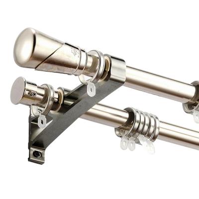 China Sales 25mm Aluminum Curtain Rods Set Rustproof Whole Metal Double Stain Nickel for sale