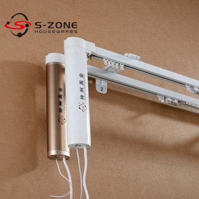 China Remote Control Ripple Heavy Duty Fold Euro Style Electric Motorized Aluminum Curtain Tracks In Stock for sale