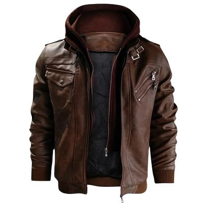 China Men Motorcycle PU Leather Jackets Brown Leather Jacket Sustainable Fashionable Black Windproof Jacket for sale