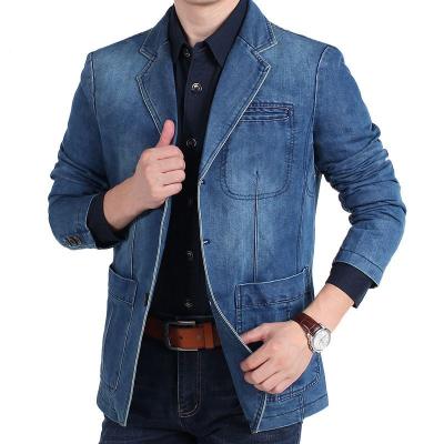 China Spring and Autumn Men's Denim Suit Jacket Plus Size Men's Denim Jacket Side-Button Sustainable Jacket for sale