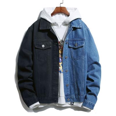 China New Fashion Contrast Color Denim Jacket Men's Patchwork Cotton Jacket QUICK DRY for sale