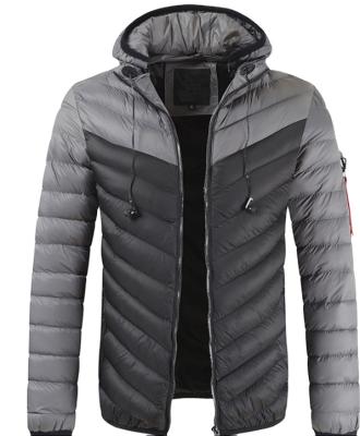 China High Quality Winter Waterproof Men's Quilted Padded Jacket Contrast Color Windproof Jacket With Hood for sale