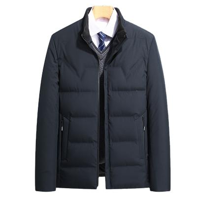 China New Style Viable Men's Business Padded Jacket Solid Color Cotton Warm Stand-Collar Jacket for sale