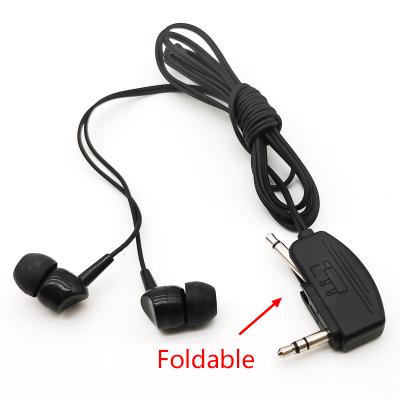 China Cheap In-Ear Headphones 3.5mm Disposable Earphone Two Plugs Foldable Airplane Headphones For Factory Aviation Headset for sale