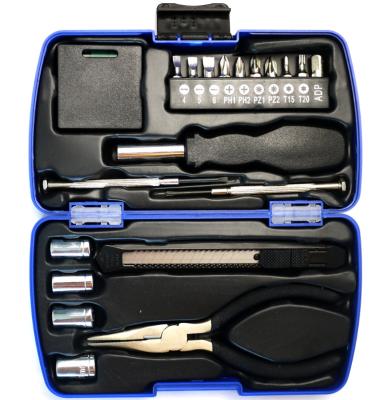 China 21pcs Mini DIY Tools Promotion Gift Hand Repair with Plastic Box Tool Kit Tool Kit for sale