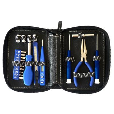 China 22pcs Mini Household Tool Bag Leather Bag Gift Hand Repair Tool Kit Promotional Tool Kits for sale