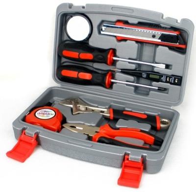 China Promotional Tool Kit 9pcs Hot Selling Hand Repair Household Tools With Plastic Box Tool Kit Set for sale