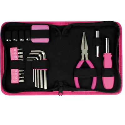 China Women's Hot Lady Gift 24pcs Household Tool Kit 24pcs Pink Sale Promotion With Canvas Bag Tool Kit Tool Bag for sale