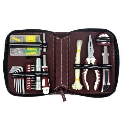 China 120pcs Mini Household Tool Kit Hot Selling Cheap Household Gift Hand Repair With Zipper Bag Leather Tool Bag Tool Kit for sale