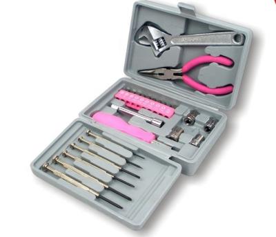 China Hot Selling 25pcs Household Tool Kit Mini Tool Kit Gift Hand Repair Pink Household Household Mini Set With Plastic Box for sale