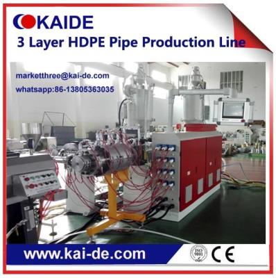 Китай 20-110mm HDPE irrigation pipe production line three layer with recycled material in the middle продается