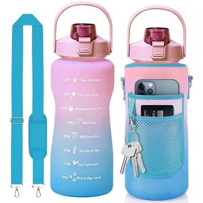 China 64oz 2L Motivational Water Bottle Half Gallon Gym Viable Fitness Sports With Insulated Storage Sleeve And Carry Strap Different Color for sale