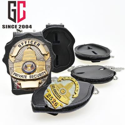 China Europe 12 Years Factory Custom Metal Military Badge With Wallet Leather Holder for sale