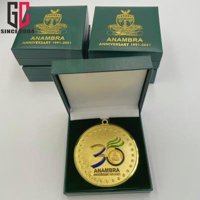 China Europe Factory 15 Years Government Anniversary Custom Luxury Award Medal With Luxury Leather Box for sale