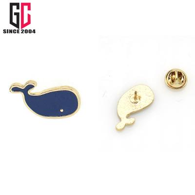 China Whale Wholesale Custom Shape Ocean Sea Ocean Factory Europe Factory Metal Soft Hard Pin Label Metal Enamel Brooch Souvenir Animal Badge for sale