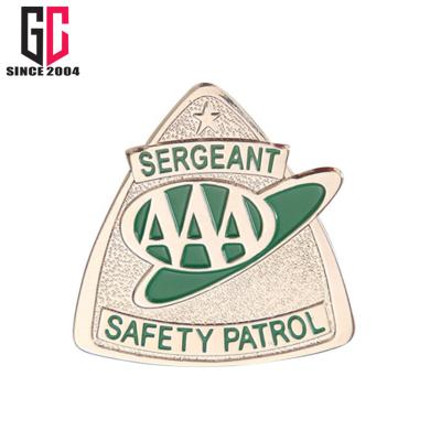 China Brooch Sergeant Security Custom Patrol Metal Enamel Pin Label Metal Europe Factory Logo Hard and Soft Badge for sale