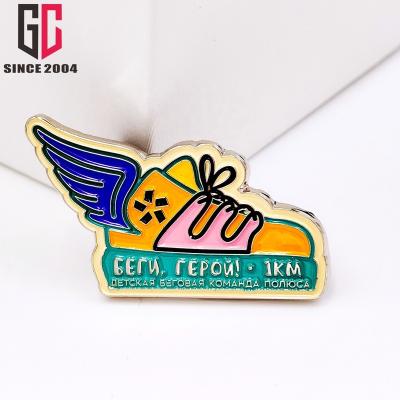 China Europe Russia factory customized fly shoes form lapel form shoe enamel cartoon metal soft and hard pin for sale