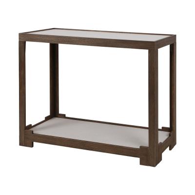 China Functional Luxury Linen Upholstered Wooden Furniture Entrance Table With Bottom Shelf for sale