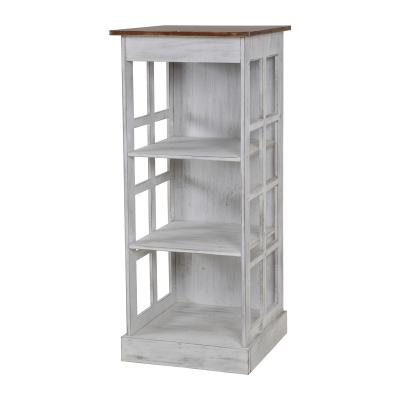 China Large Design Modern Living Room 3 Floors Wooden Hollow Decoration Cabinets Shelf for sale