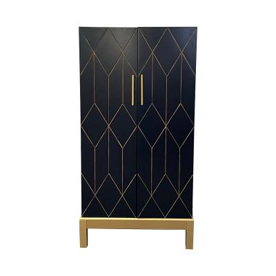 China Luxury Modern Marble Pattern Design Wardrobe Living Room Side More Optional Marble Wood Cabinet for sale