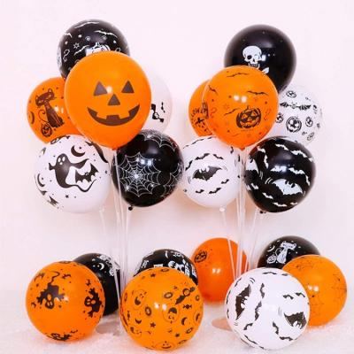 China Halloween 12 Inches 100pcs Halloween Latex Balloons 9 Styles For Party Decorations Pumpkin Bat Ghost Skull Specter Spider Web for sale