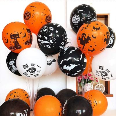 China 100Pcs Halloween Latex Balloons 12 Inch Pumpkin Bat Ghost Skull Spectrum Spider Web Balloons For Halloween Party Decorations for sale