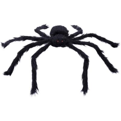 China Big Black Spider Halloween 20Inch Plush Toy Realistic Hairy Spider Halloween Party Decoration Haunted House Scary Prop Indoor Outdoor for sale